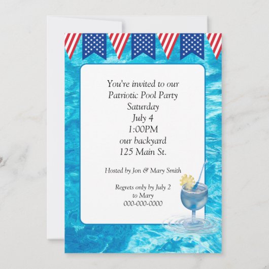 Gele Eend voor Patriottische Pool Party Kaart (Achterkant)