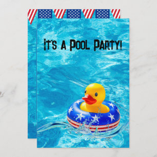 Gele Eend voor Patriottische Pool Party Kaart