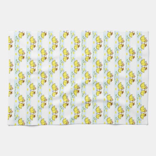 Gele eenden Floral Kitchen Hand Towel Theedoek (Horizontaal)