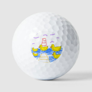 Gele Eenden Gele Pier Rode Vuurtoren Golfballen