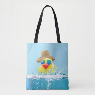 Gele eenden met zonnebril in water draagtas