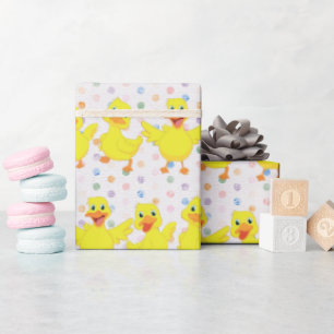 Gele eenden op Polka Dots Cadeaupapier