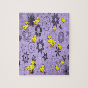 gele eenden paars patroon puzzel iedereen