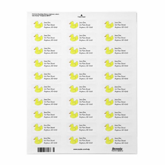 Gele eendenkuikens van rubber Ducky Duckie Labels (Full Sheet)