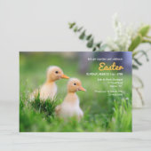 Gele eendjes Pasen uitnodiging (Staand voorkant)