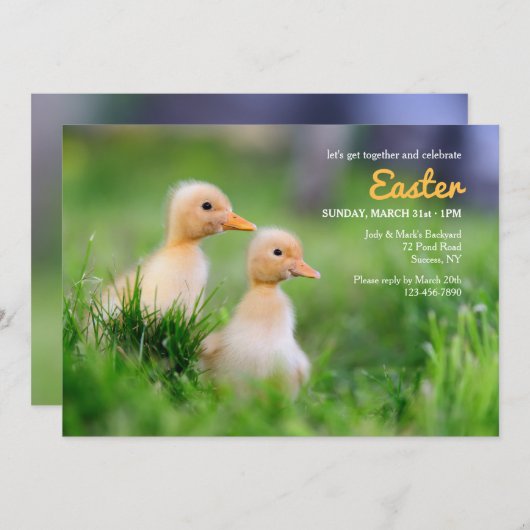 Gele eendjes Pasen uitnodiging (Voorkant / Achterkant)