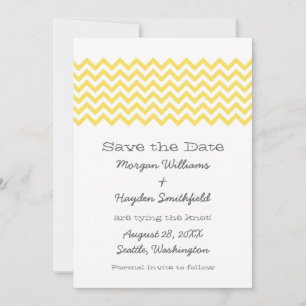 Gele Eenvoudige Chevron sparen de Datum uitnodigen Save The Date