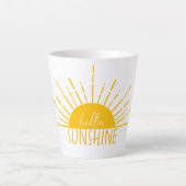 Gele eenvoudige Hallo zonneschijn Latte Mok (Voorkant)