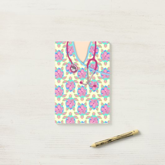 Gele eilandschildpadden post-it® notes (Op bureau)