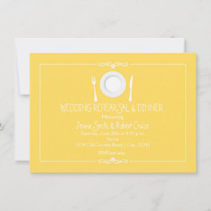 Gele Elegante Trouwrepetie Diner Uitnodiging
