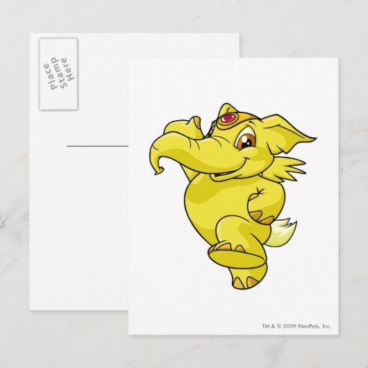 Gele Elephante Briefkaart (Voorkant / Achterkant)