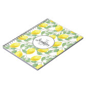 Gele emons met Groene Bladeren Patroonmonogram Notitieboek (Linkerzijde)