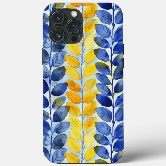 Gele en blauwe bladeren Case-Mate iPhone case (Achterkant)