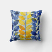 Gele en blauwe bladeren kussen (Achterkant)