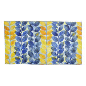 Gele en blauwe bladeren kussensloop (Achterkant-Rechts)