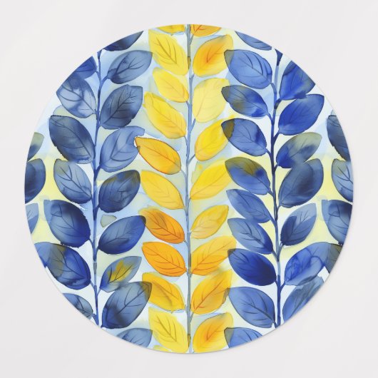 Gele en blauwe bladeren labels (Design 2)