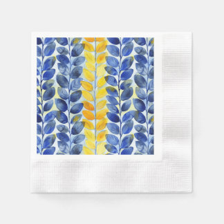 Gele en blauwe bladeren servet