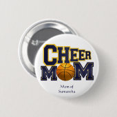 Gele en blauwe Cheerleader Mam Button (Voorkant /achterkant)