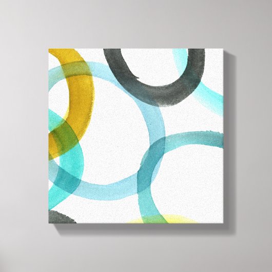 Gele en blauwe cirkels met elkaar verbinden canvas afdruk (Voorkant)