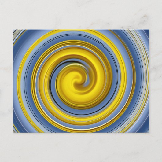 Gele en blauwe spiraal briefkaart (Voorkant)