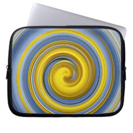 Gele en blauwe spiraal laptop sleeve