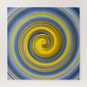 Gele en blauwe spiraal legpuzzel