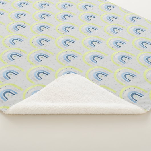 Gele en blauwe sterren en Rainbows Baby Boy Sherpa Deken (3/4)