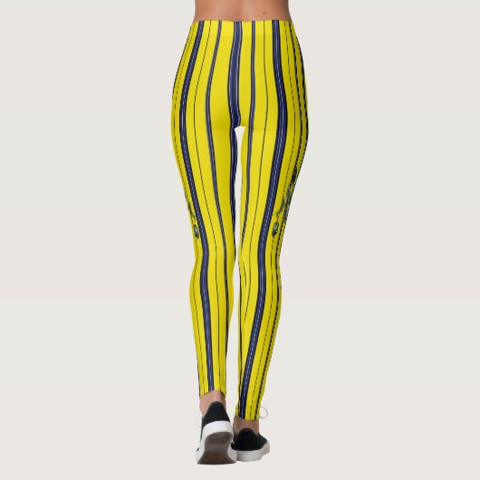 Gele en Blauwe Strepen (met bloem) Leggings (Achterkant)