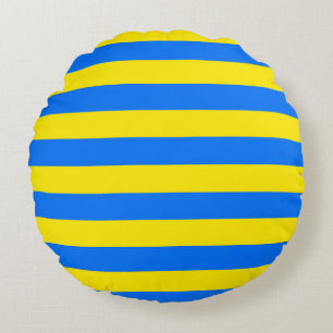 Gele en blauwe strepen rond kussen