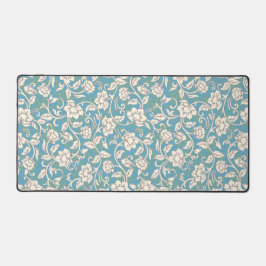 Gele en blauwe wervelende bloemen bureaumat