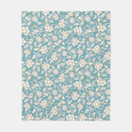 Gele en blauwe wervelende bloemen fleece deken