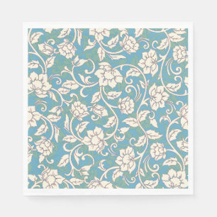 Gele en blauwe wervelende bloemen servet