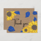 Gele en blauwe zonnebloem Hartelijk dank Bedankkaart (Voorkant / Achterkant)