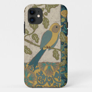 Gele en Blauwgroen Blauwe Vogel die op een Tak wor iPhone 11 Hoesje