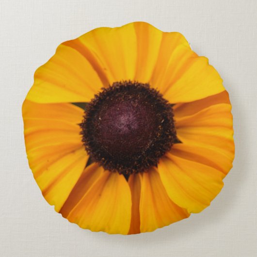 Gele en bruine bloemen rond kussen (Achterkant)