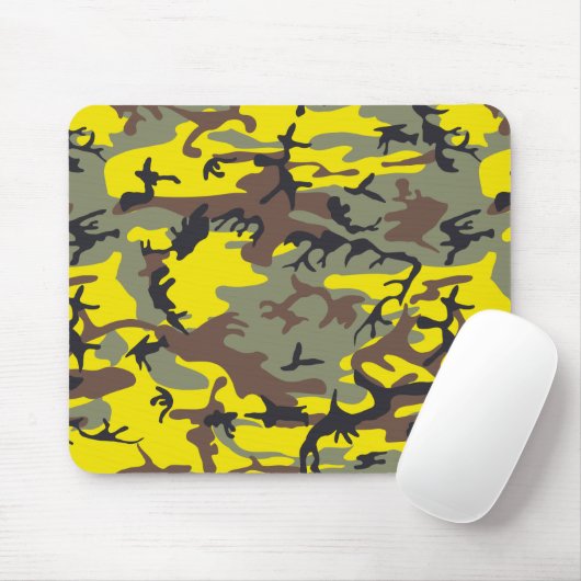 Gele en bruine camouflage, leger, leger muismat (Met muis)