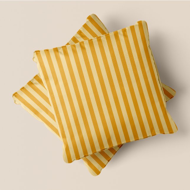 Gele en donkergele strepen kussen (Yellow & Dark Yellow Stripes Throw Pillow)