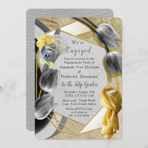 Gele en gele tulpen op textuur. kaart