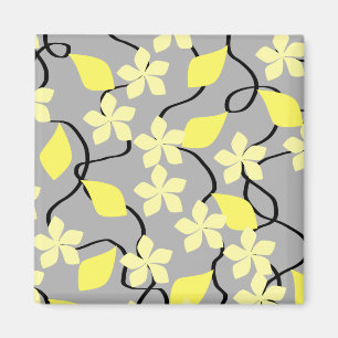 Gele en grijze bloemen. Floral Pattern. Magneet