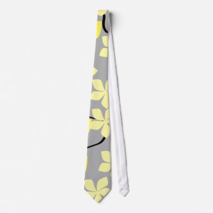 Gele en grijze bloemen. Floral Pattern. Stropdas