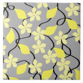 Gele en grijze bloemen. Floral Pattern. Tegeltje (Voorkant)