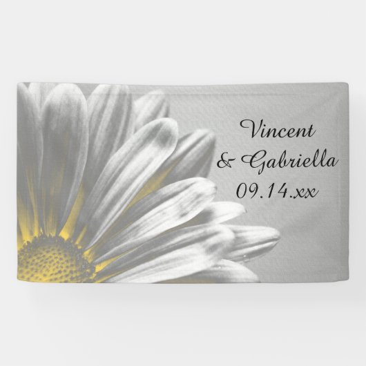 Gele en grijze hoogtepunten bruiloft spandoek (Horizontaal)