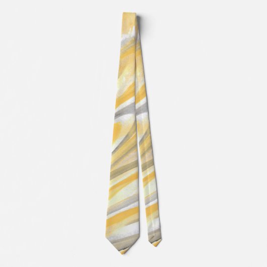 'Gele en Grijze Petalen' Abstracte Stropdas (Voorkant)