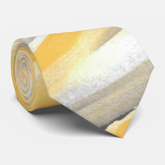 'Gele en Grijze Petalen' Abstracte Stropdas (Opgerold)