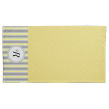 Gele en grijze poka dots en stripes, monogrammen