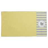Gele en grijze poka dots en stripes, monogrammen kussensloop (Voorkant-Rechts)