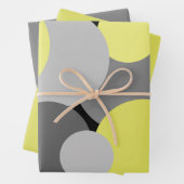 Gele en grijze pokadots inpakpapier vel (In situ)