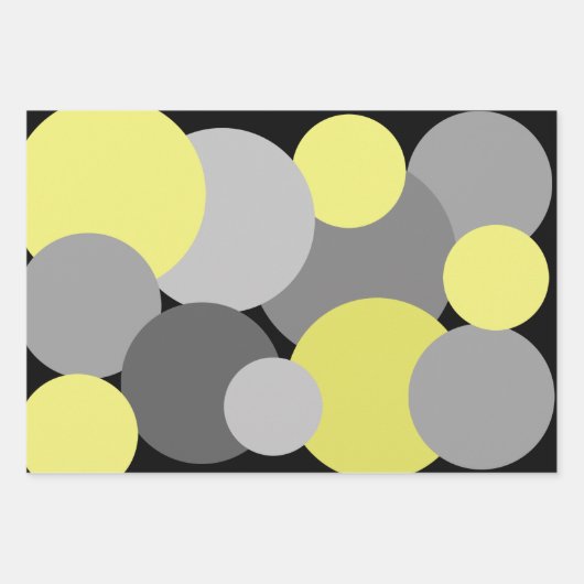 Gele en grijze pokadots inpakpapier vel (Voorkant)