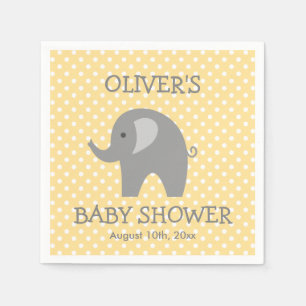 Gele en grijze snoepjes baby shower servetten