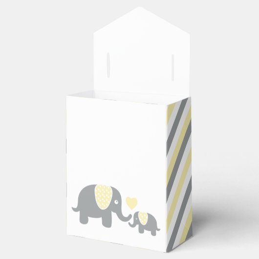 Gele en Grijze Streep Olifant Bedankdoosjes (Geopend)